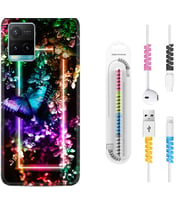 Vivo Y11S Y21S Y20 Y20S Y70 Kılıf Kablo Koruma Spiral Silikon Butterfly Neon 1684