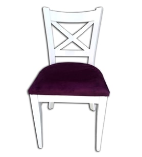 Sandalye 13844 ÇAPRAZ model Kayın RETRO Ayak Babyface kumaş Döşem Parlak Beyaz