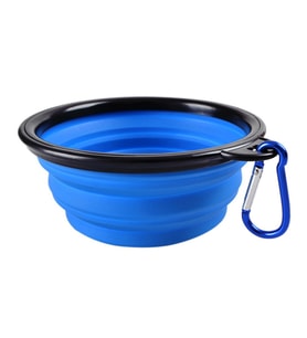 Katlanabilir Evcil Hayvan Mama/Su Kasesi Silikon Katlanabilir Köpek Mama Kasesi (350 ml) (Mavi)
