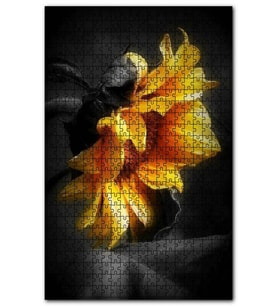 Cakapuzzle Günebakan Çiçeği Yakın Plan Yağlıboya Efekt Puzzle Yapboz MDF (Ahşap) (120 Parça)