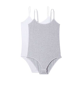 2 Adet İp Askılı Kadın Çıtçıtlı Body Beyaz ve Gri