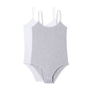 2 Adet İp Askılı Kadın Çıtçıtlı Body Beyaz ve Gri