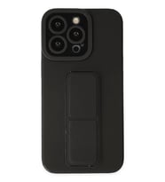 Newface Apple iPhone 14 Pro Kılıf Mega Standlı Silikon - Siyah