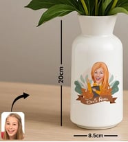 BK Gift Kişiye Özel Karikatürlü Öğretmenler Günü Tasarımlı Seramik Vazo-7, Ev Hediyesi, Öğretmene Hediye
