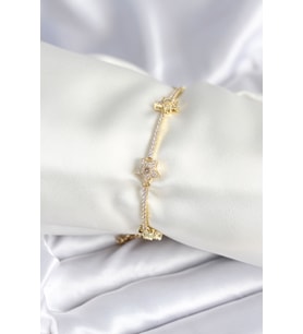 Pirinç Gold Renk Yıldız Model Kadın Bileklik TJ-BB7986