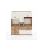 Hyperion Dolap 10 Raflı 6 Çekmeceli 8 Kapaklı 220x44x243 Çam-Aytaşı/Çam