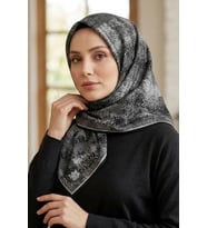 Levidor Kristal Eşarp Dalga Desen Siyah