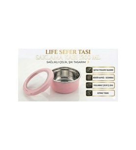 Çelik Sefer Tası 1200 ML Sızdırmaz Kapaklı Saklama Kabı Pembe