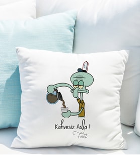 Squidward Tasarımlı Yastık Kişiye Özel