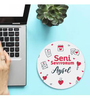 Seni Seviyorum Yuvarlak Mousepad