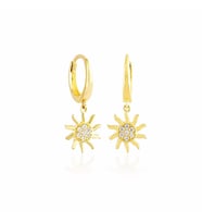 Sallantılı Altın Güneş Küpe 14K Gold (Çok Renkli)