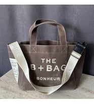 The B+Bag Bonhèur El ve Omuz Çantası Mumlu Kanvas Çanta (Kahve)