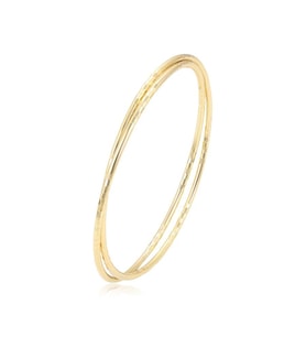 İkili İnce Dokulu Minimalist 14 Ayar Altın Rengi Kaplama Halka Kadın Bilezik (Gold)