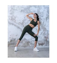Haki Yeşil Ekstra Yüksek Bel Toparlayıcı Spor Kapri Tayt