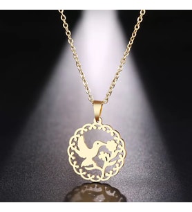 Kişiye Özel 925 Ayar Gümüş Barış Güvercini Kolye (Gold)