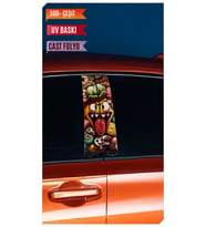 Araç Kapı Direk Kaplama Folyosu Canavar Desenli (Sağ Sol Takım) (2 Adet) - 22x50 (Çok Renkli)