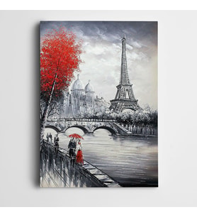 Kırmızı Ağaç Paris Kanvas Tablo