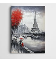 Kırmızı Ağaç Paris Kanvas Tablo