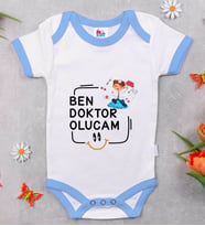 BK Kids Doktor Olucam Tasarımlı Mavi Bebek Body Zıbın-1