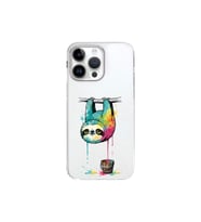 iPhone 14 Pro Max ile Uyumlu Splash Tembel Hayvan Tasarımlı Şeffaf Silikon Kılıf