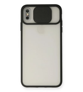 Newface Apple iPhone XS Max Kılıf Palm Buzlu Kamera Sürgülü Silikon - Siyah