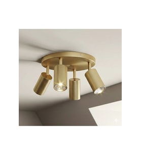 GU10 Dörtlü LED Tavan Spot Avize Mat Altın Gold Eskitme Kaplama Os ram Marka Tasarruflu LED Ampül