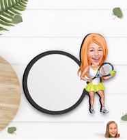 BK Gift Kişiye Özel Kadın Tenis Oyuncusu Karikatürlü Ahşap Bardak Altlığı-2