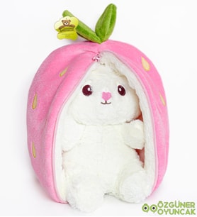 Pababo 18 cm Pelüş Çilek Tavşan (Pembe)