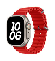 Apple Watch Ultra 49mm Uyumlu Kordon Ocean Silikon Yumuşak Esnek Metal Tokalı Zore KRD-75 Kayış (Kırmızı)