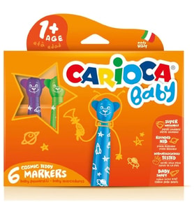CARIOCA BABY TEDDY ŞEKİLLİ JUMBO YIKANABİLİR KEÇELİ BOYA KALEMİ 6'LI 42815