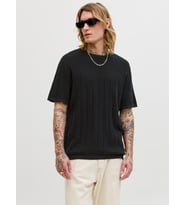 Jack&Jones JJEBRADLEY KNIT TEE SS LN Siyah Erkek T-Shirt 12288582