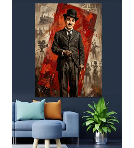 Charlie Chaplin Klasik Sinema Portresi Dekoratif Kanvas - Mdf Ahşap Tablo
