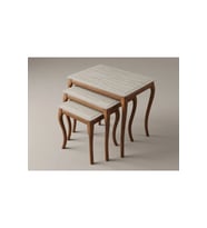 Palermo 3’lü Zigon Sehpa - Traverten Kaplama MDF & Lake Şerit Detaylı