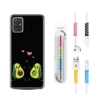 Samsung a71 A72 A73 A7 A9 2018 C7 C9 Kılıf Kablo Koruma Spiral Silikon Aşık Avokadolar 1642