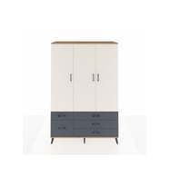 Hyperion Dolap 5 Raflı 5 Çekmeceli Tek Askılı 132x44x195 Çam-Aytaşı/Antrasit