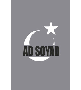 Türk Bayrağı Ad Soyad Yazılı Oto Sticker Beyaz 30*15 Cm