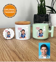 Kişiye Özel Karikatürlü Diş Hekimi Hediye Seti Pastel T Kupa, Kalemlik, Anahtarlık Erkek Diş Hekimine Tıp Bayramı Hediyesi (Yeşil)