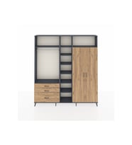 Arges Gardrop 10 Raflı 3 Çekmeceli 2 Askılı 220x30x243 Antrasit-Çam