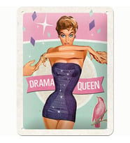 Nostalgic Art Drama Queen Kabartmalı Metal Duvar Panosu