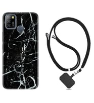 INFINIX Smart 4 5 6 Zero 8 S5 Pro Kılıf Boyun Askılı Silikon Black Marble 3 1382