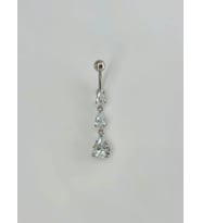 Su Damlası Detaylı Sallantılı Göbek Piercing