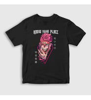 Presmono Unisex Çocuk Siyah Know Your Place Sukuna Jujutsu Kaisen T-Shirt 431092tt