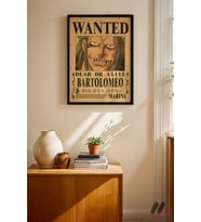 One Piece Bartolomeo Wanted Poster, Siyah Çerçeveli Duvar Tablosu - Anime Severlere