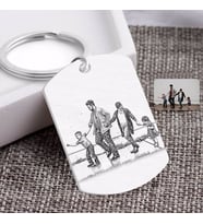 BK Gift Kişiye Özel Tam Boy Karakalem Aile Pleksi Anahtarlık-1 (Beyaz)