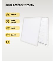 24W 30X30 Backlight Led Panel Armatür 4000K (Gün Işığı) 2 Adet (Beyaz)