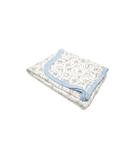 VaVbaby Ayıcık Desenli Bebek Tek Kat Kapitone Battaniye Kundak 80x90 cm Mavi
