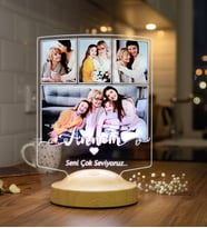 Anneye Hediye 4 Fotoğraflı LED Lamba – Kişiye Özel Resimli Anneler Günü Hediyesi, Annem Yazılı Anlamlı Hediye