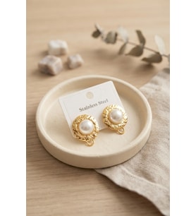 316L Çelik Gold Renk İncili Model Küpe TJ-BKP12046