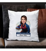 Kişiye Özel Hediye Karikatürlü Kadın Curling Oyuncusu Yastık