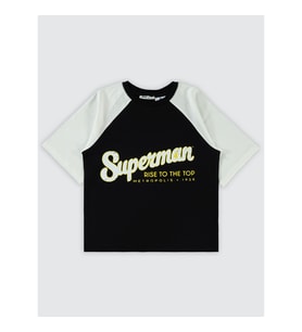 Süperman Erkek Çocuk Tişört 6-9 Yaş Siyah